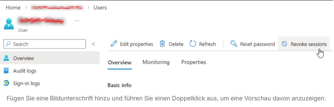 Entra ID: Revoke sessions beim Benutzer