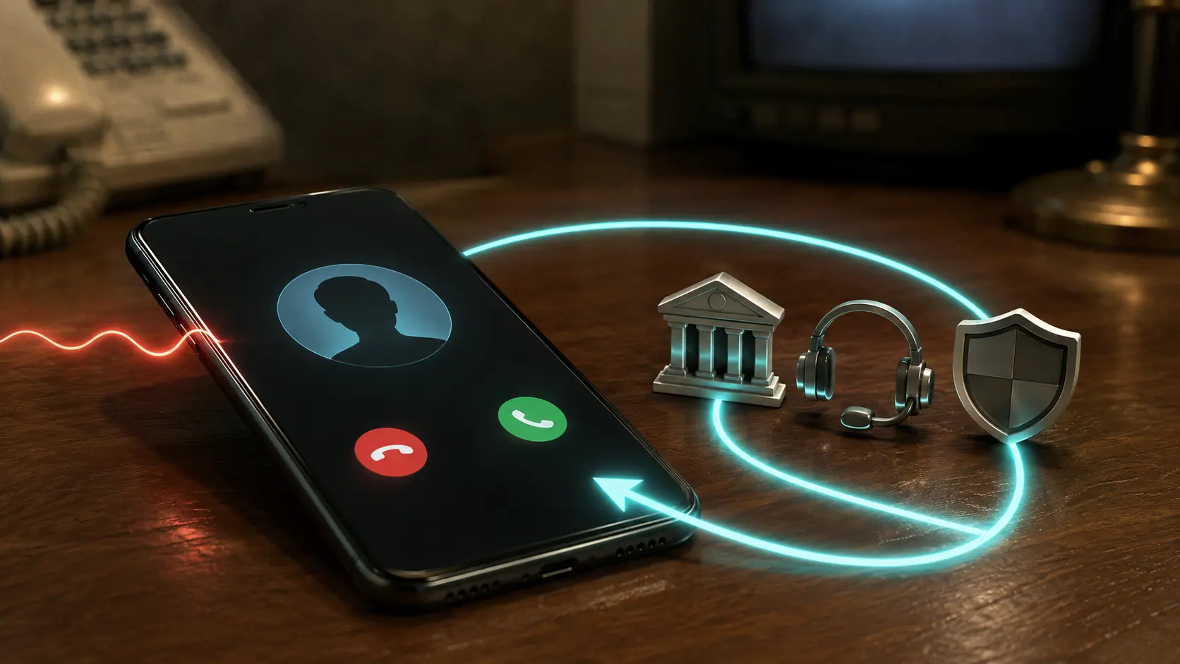 Smartphone mit einem verdächtigen Anruf eines angeblichen Support-Mitarbeiters